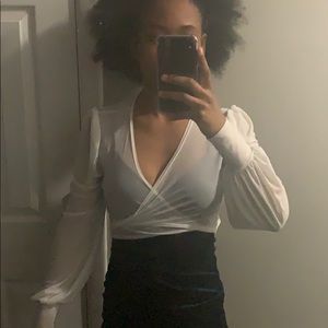 Tie up white see through blouse